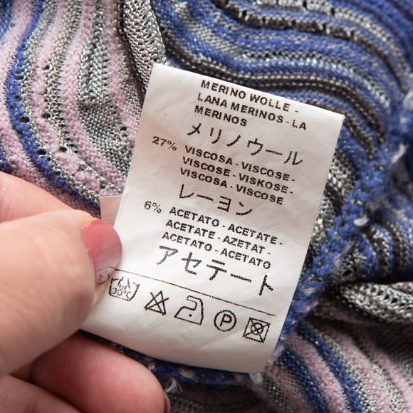 M Missoni Sweater Wavy Dégradé Pattern Knit Metallic Blue Purple Top Size 4 - Picture 5 of 8